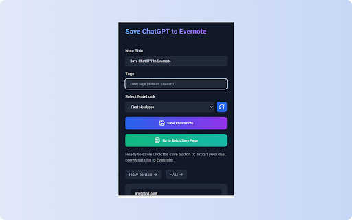 ChatGPT to Evernote screenshot