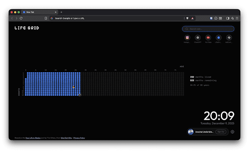 LifeGrid - Visualize your life on every new tab screenshot