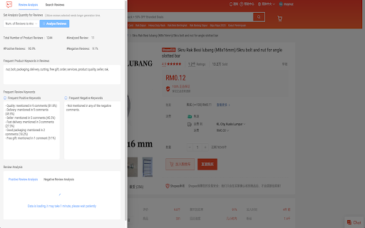 CommentGPT - Shopee review analysis assistant screenshot