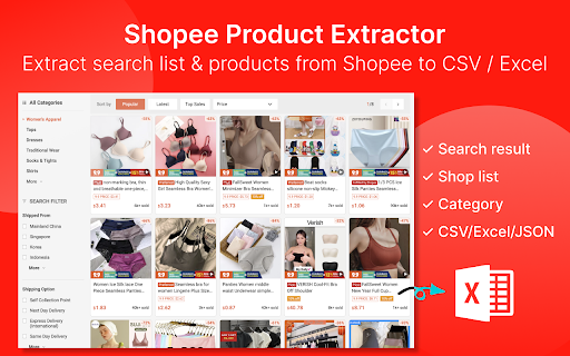 Shopee Extractor - Export Shopee Products to CSV/Excel/JSON screenshot