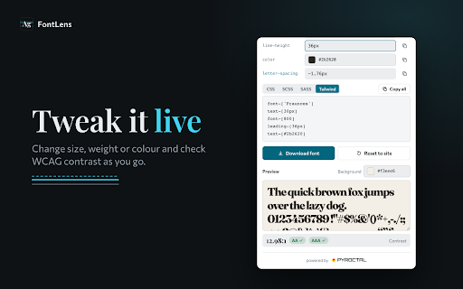 FontLens — Font Inspector to Copy Website CSS screenshot