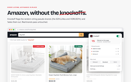 Knockoff - Amazon & Etsy Shopping Filter screenshot