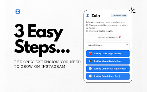 Zetrr - Sort Instagram viral content [100% Free] screenshot