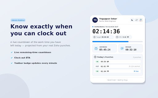 Zoho People Time Tracker screenshot