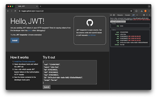JWT Inspector screenshot