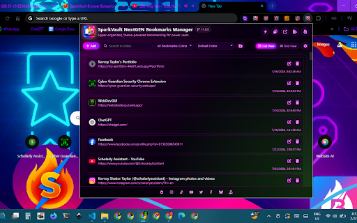 SparkVault NextGEN Bookmarks Manager screenshot