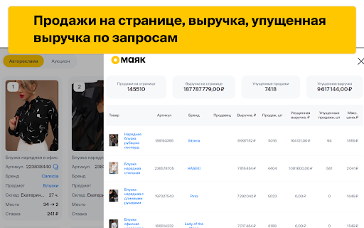 МАЯК - бесплатная аналитика маркетплейсов Wildberries и OZON screenshot