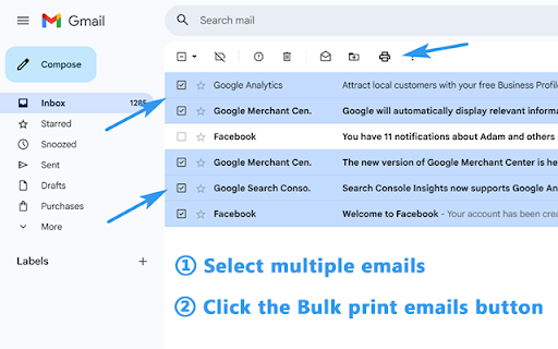 Bulk Print Emails for Gmail screenshot