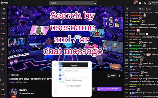 Twitch VOD Chat Search screenshot