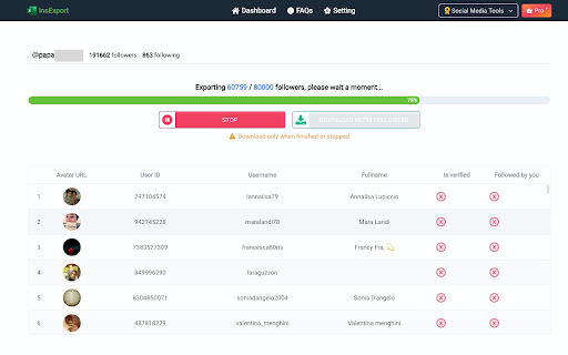 InsExport - IG Follower Export Tool screenshot