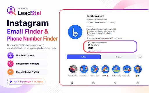 Email & Phone Finder for Instagram by LeadStal screenshot