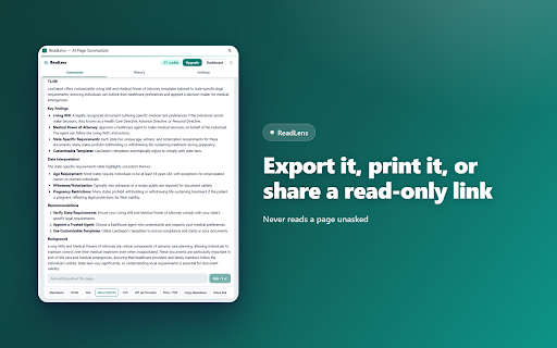 ReadLens — AI Page Summarizer screenshot