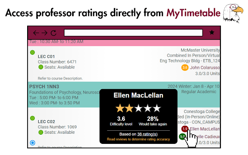 McMaster RateMyProf screenshot