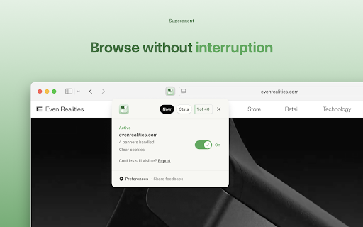 superagent - Automatic cookie consent screenshot