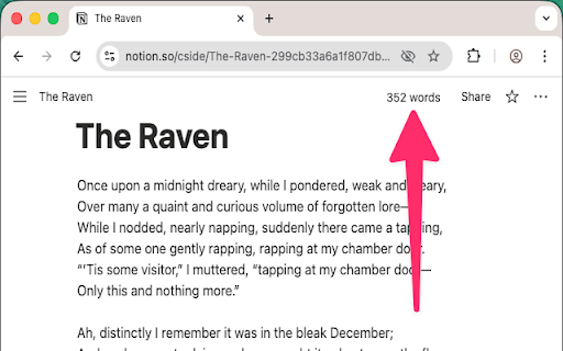 Notion Word Counter screenshot