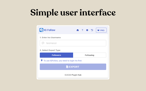Followers Exporter screenshot