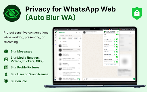 Privacy for WhatsApp Web (Auto Blur WA) screenshot
