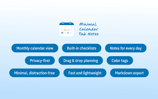 Minimal Calendar Tab Notes screenshot
