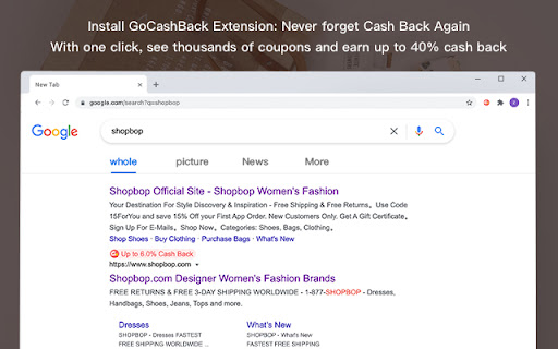 GoCashBack: Deals, Rebates, Savings Extension screenshot
