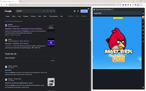 Angry Birds Side panel MeaVana screenshot
