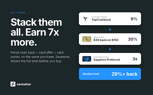 Savewise: Stack Cashback Shopping Portals & Maximize Credit Card Rewards screenshot