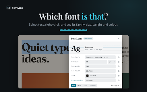 FontLens — Font Inspector to Copy Website CSS screenshot