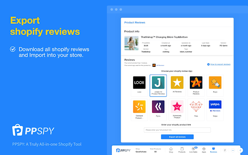 PPSPY-#1 Shopify analytics & dropship tool screenshot