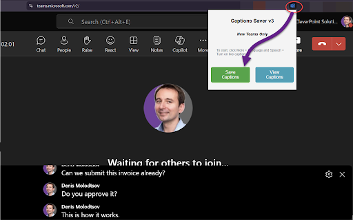MS Teams Live Captions Saver screenshot