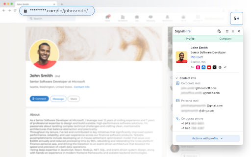 SignalHire - find email or phone number screenshot