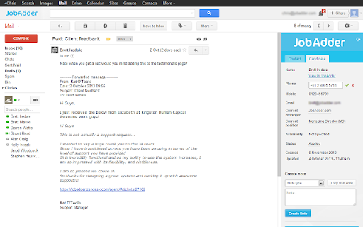 JobAdder for Gmail™ screenshot