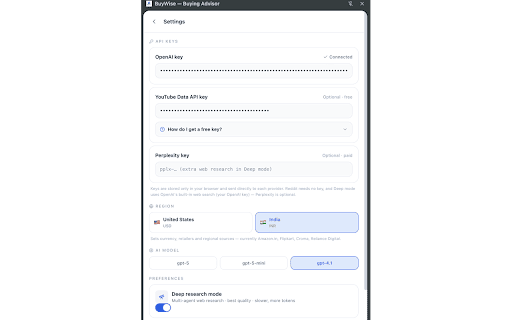BuyWise - AI Purchase Research Advisor screenshot
