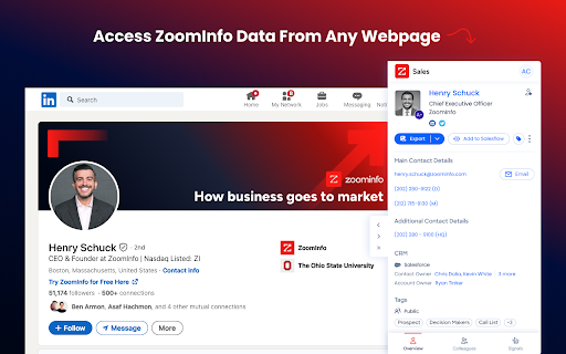 ZoomInfo Chrome Extension screenshot