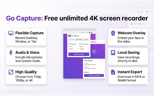 GoCapture: Free Unlimited 4K Screen Recording screenshot