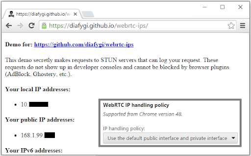 WebRTC Leak Prevent screenshot