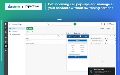 Acefone Extension For Pipedrive screenshot