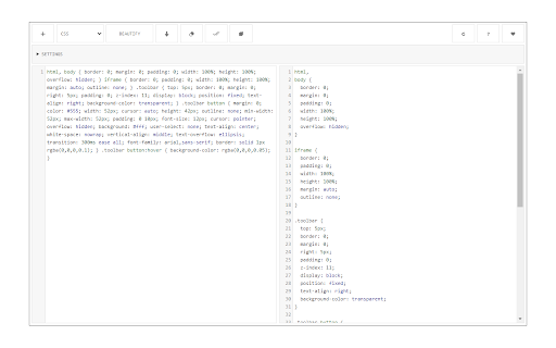 Code Beautifier (JS, CSS, HTML) screenshot
