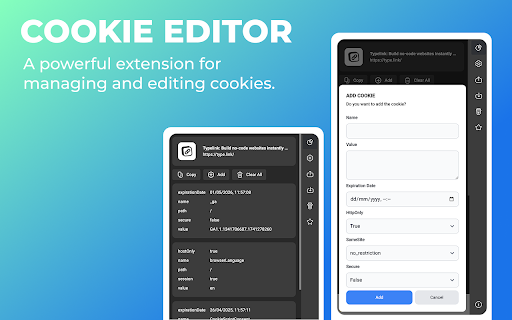 Cookie Editor screenshot