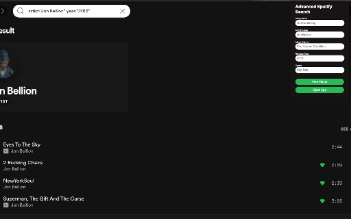 Advanced Spotify Search screenshot