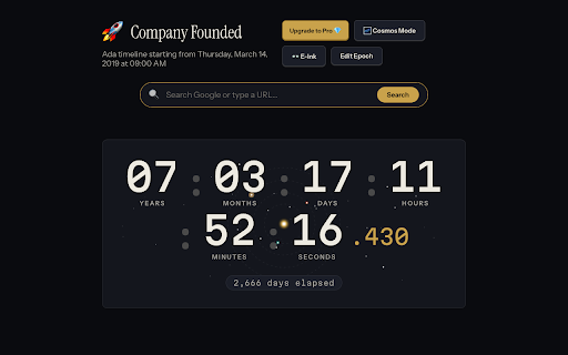 Aeterna: Cosmic Time Dashboard screenshot