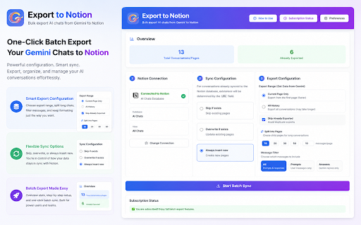 Export Gemini Chats to Notion screenshot
