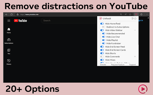 Unhook - Remove YouTube Recommended & Shorts screenshot