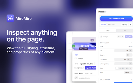 MiroMiro: Web to Code, Web Inspector, Font Finder & Lottie screenshot