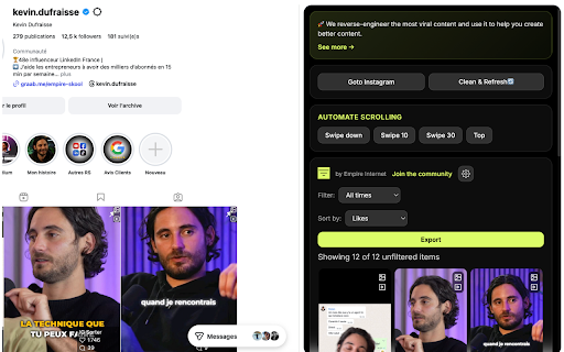 Empire Internet: IG Sorter & Exporter screenshot