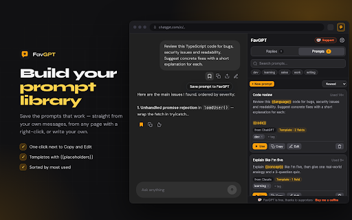 FavGPT - Save ChatGPT Replies & Prompts screenshot