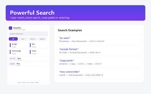 KeyAtlas – Shortcut Search Engine screenshot