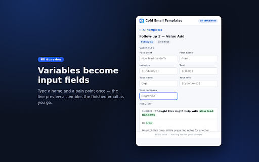 Cold Email Templates - Sales Outreach Library screenshot