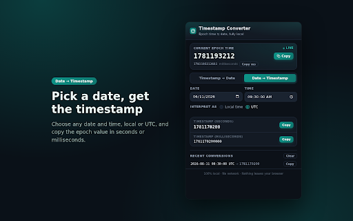 Timestamp Converter - Epoch Time to Date Tool screenshot