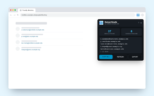 Extract Emails for Google Chrome™ screenshot