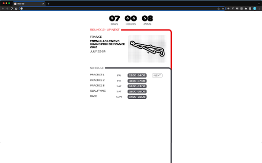 F1 New Tab screenshot
