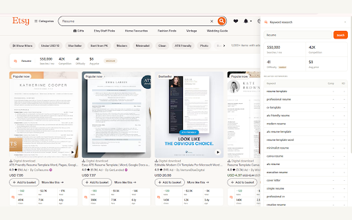 RankKW – Etsy SEO, Keyword & Product Research screenshot